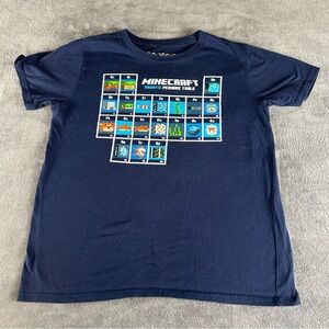 Minecraft Aquatic Periodic Table T-Shirt Kids XL Navy Blue  Short Sleeve